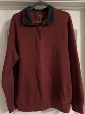 RedHead Men's Zip-Up Sweater in Burgundy with Dark Collar